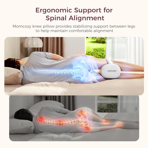 Momcozy Knee Pillow for Side Sleepers, Soft Memory Foam & Pinch-Free Design - color: Cream White