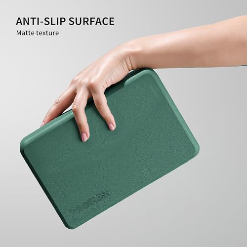 PROIRON Yoga Blocks, 2 Pack Supportive High Density Premium Eva Foam, Soft Non-Slip Surface with Curved Edges Stretch Blocks For Yoga, Pilates, Stretching - color: Pine Green