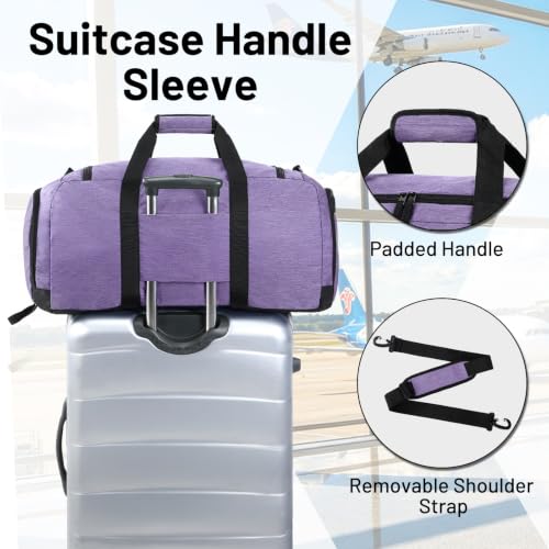 MIER Packable Travel Duffle Bag with Shoe Compartment, 80L, Purple - color: Purple, size: 80L