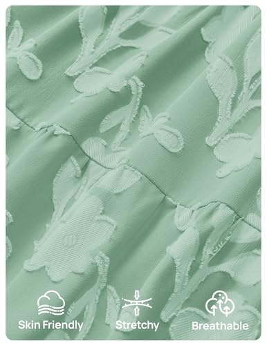 ZESICA Women's Summer Floral Boho Smocked Flowy Maxi Dress - color: Sage, size: Small