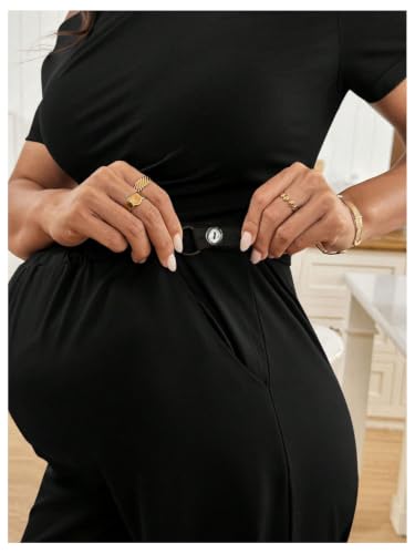SweatyRocks Women's Maternity Sets 2 Piece Off The Shoulder Top and Pants - color: Black, size: Medium
