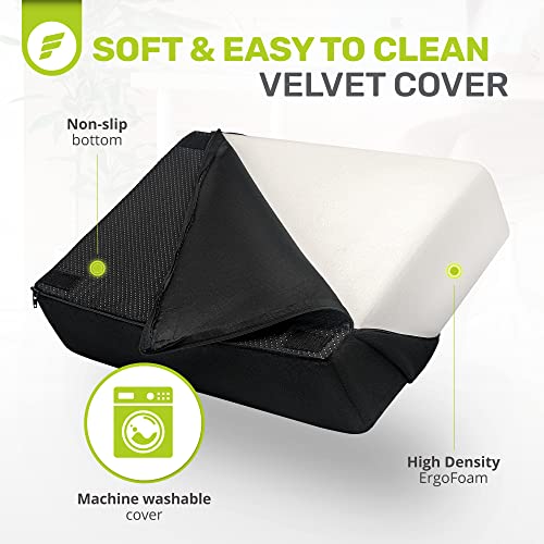 ErgoFoam Flat-Top Adjustable Foot Rest - High-Density Compression-Resistant Foam, Non-Slip, Black, Modern, Office - size: Large