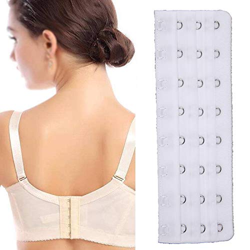 Bra Extender Ladies Bra Strap Extension 8 Hook 3 Rows Buckle Adjustable 2pcs - color: White, size: AA