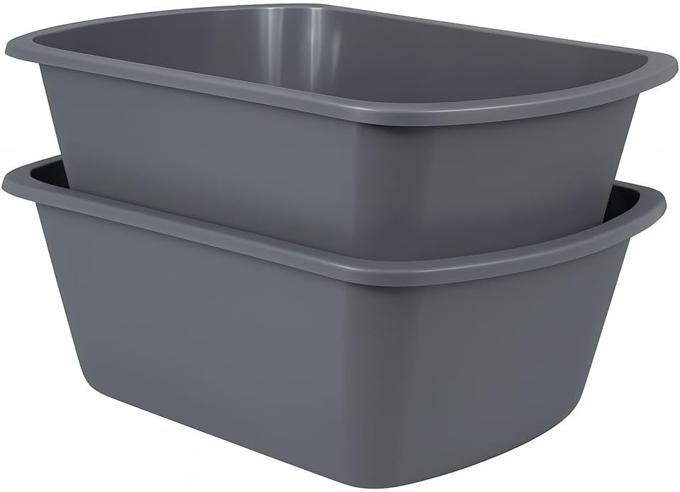 Vakly Plastic Wash Basin, 7 Qt, Rectangular, Graduated, 4 Pack