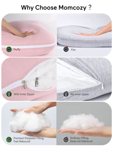 Momcozy Pregnancy Pillow for Sleeping - U Shaped Full Body Maternity Pillow - color: Pink