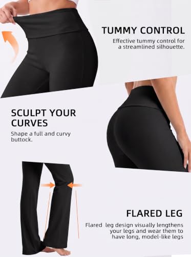 Flare Leggings for Women Tummy Control Bootcut Yoga Pants - color: 30"black, size: Medium
