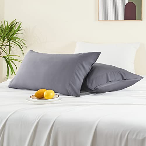 BEDELITE Cooling Pillow Cases for Hot Sleepers & Night Sweats, Rayon Derived from Bamboo, Grey Pillow Cases Queen Size Set of 4, Breathable and Silky Soft Envelope Pillowcases (20"x30") - color: Grey, size: 4 Pack Queen(20"X 30")