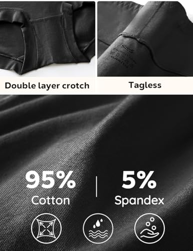 ALLBASE 5 Pack Womens Cotton High Waisted Full Coverage Underwear(Regular & Plus Size) - color: Black-5pack, size: Medium