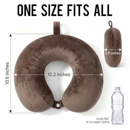 Travel Neck Pillow for Airplane with Pure Memory Foam(Dark Khaki) - color: Dark Khaki