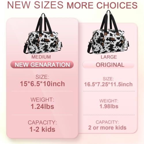 Pritent Diaper Bag Tote Waterproof Maternity Baby Bags with Pacifier Case - color: Cowprint, size: Large