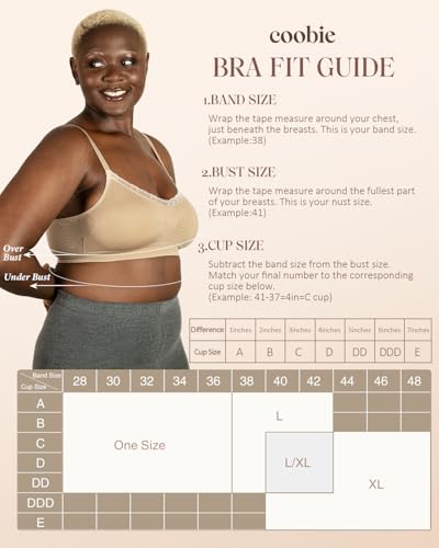 Coobie Lace V-Neck Bra for Women - color: Light Nude, size: X-Large