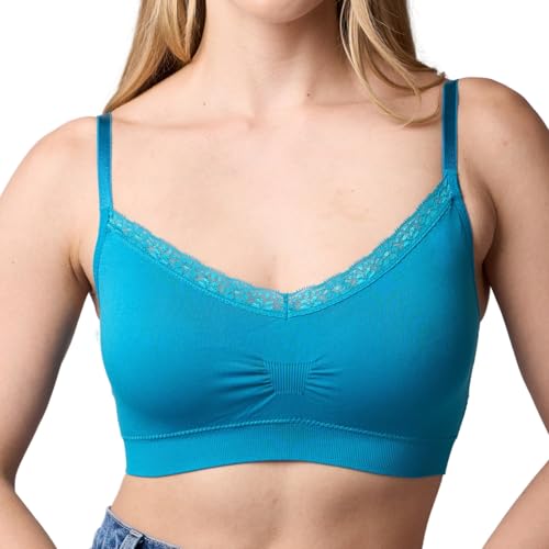 Coobie Lace V-Neck Bra for Women - color: Island Blue, size: One Size