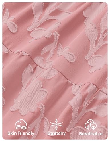 ZESICA Women's Summer Floral Boho Smocked Flowy Maxi Dress - color: Pink, size: Medium