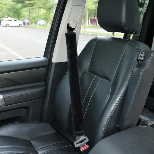 Amooca 25.6in Extra Long Furry Universal Car Seatbelt Cover Shoulder Pad - color: Black, size: 25.6in 1pack