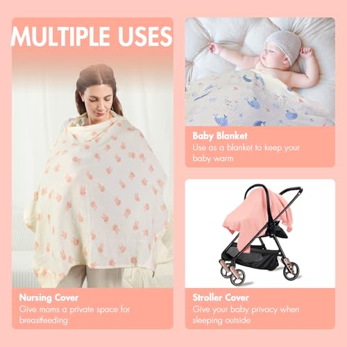 ANYEDDE 2-Pack Nursing Covers for Breastfeeding - Privacy Nursing Cover - color: D Pink & Bunny
