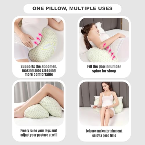 Pregnancy Pillow - Adjustable Maternity Support for Back & Belly, Multi-Use Body Pillow with Soft Cover, Must-Have for Pregnancy - color: Pink