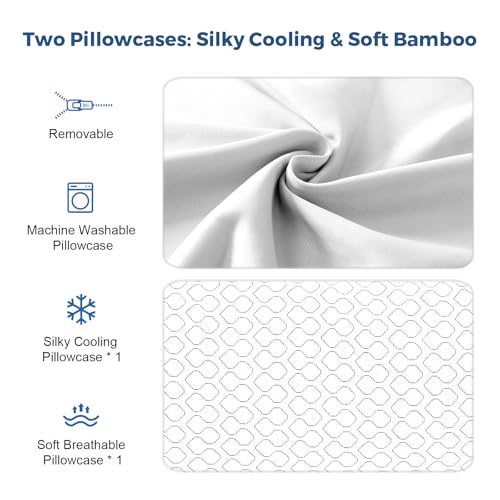 Rainmr Queen Size Bed Pillow for Sleeping Shredded Memory Foam Adjustable Loft Pillows with Cooling Washable Pillow Case, 20x30 inches (White, Queen 1-Pack) - size: 20x30 IN