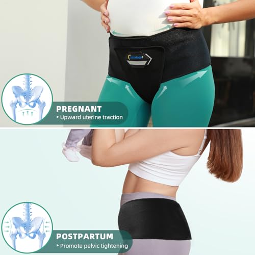 Pregnancy & Maternity Belt with Compression Groin Band - For Hernia, Pelvic Floor Pain Prolapse Belly Band with Groin Straps Uterine Prolapse (Medium) - size: Medium