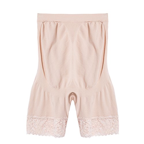 “Baby Bump” Premium Maternity Underwear, High Waisted Mid-Thigh Pregnancy Panty Prevent Chaffing - color: Beige, size: Medium