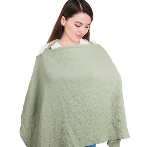 LALIFIT Muslin Nursing Covers for Baby Breastfeeding, Adjustable Privacy Nursing Apron Cover, Extra Large 100% Cotton Cover