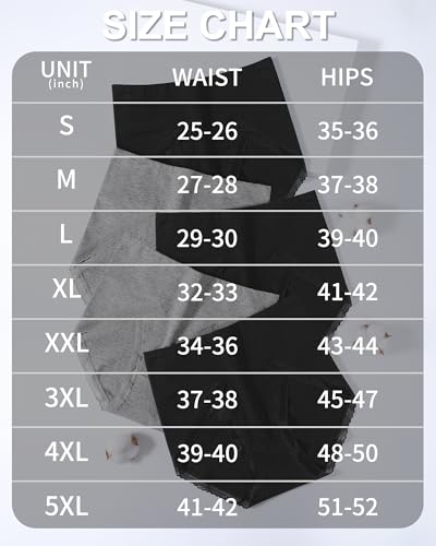 UMMISS Cotton Underwear for Womens High Waisted Slight Tummy Control High Cut Panties Full Coverage Ladies Briefs 5 Pack - color: C-black*3, Grey*2-5 Pack, size: Medium