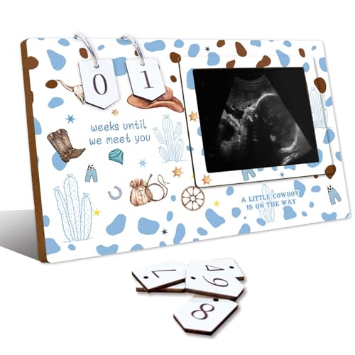 Cowboy Sonogram Picture Frame,Western Ultrasound Photo Frame Baby Countdown - size: cowboy