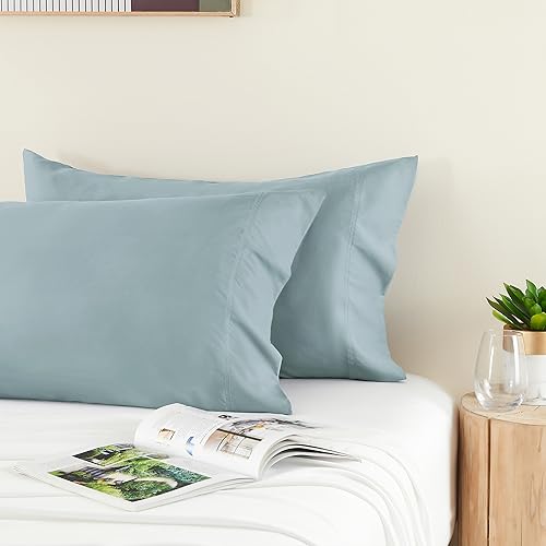 BEDELITE Pillow Cases Standard Size 2Pcs, Rayon from Bamboo, Haze Blue - color: Haze Blue, size: 2 Pack Standard(20"X 26")