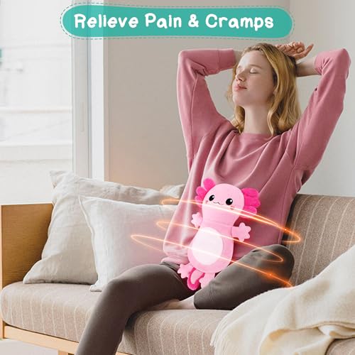 Pink Axolotl Microwave Heating Pad for Cramps Period & Pain Relief - style: Pink Axolotl