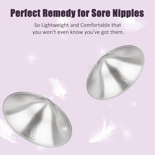 Boboduck Silver Nursing Cups - Silver Nipple Covers Breastfeeding for Protect and Soothe Sore Nipples, Silver Nipple Shields for Nursing Newborn, Nursing Pads Breastfeeding Newborn Essentials