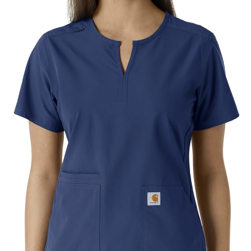 Carhartt Scrubs C12413 Women's Force® Essentials Modern Fit Notch Neck - color: Navy, size: Small