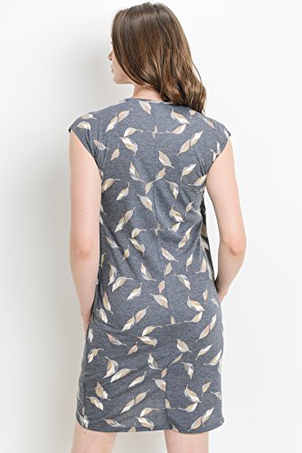 HELLO MIZ Color Block Asymmetrical Breastfeeing Maternity Nursing Dress - color: Navy/Heather Grey, size: Small