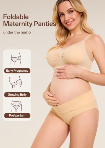 Angelhood Cotton Maternity Underwear for Women Foldable Pregnancy Panties - color: Multicoloured E, size: Large