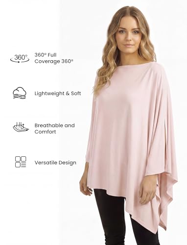 PATPAT Bamboo Viscose Nursing Cover, Breathable Poncho, Blush Pink - color: Blush Pink