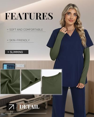 Neer 3 Pack Women Long Sleeve Underscrubs Shirts - color: Black, Dark Gray, Army Green, size: Small