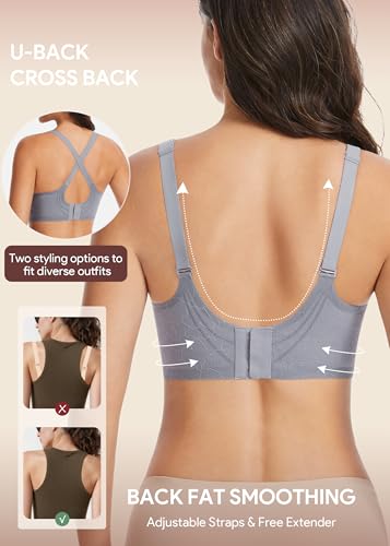 HBselect Nursing Bras for Breastfeeding 3 Pack Women Maternity Jelly Bras - color: 3pack(black/Grey Blue/Purplebean), size: X-Large