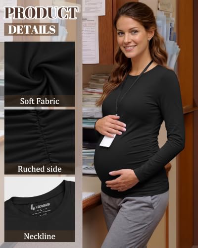 Neer 3 Pack Maternity Under Scrub T Shirt Long Sleeve Undershirt - color: Black, size: XX-Large