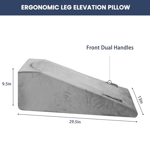 Arc-Designed Leg Elevation Pillow for After Surgery – 9.5" Height Knee Replacement Recovery Aid, Bone Foam Knee Surgery Pillow for Hip & Ankle Pain Relief, 29.5" x 13" x 9.5" - size: Basic-layer
