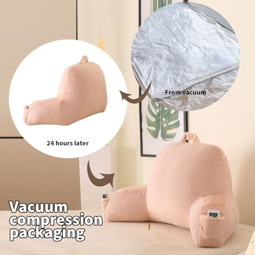 Large Plush Backrest Pillow for Sitting in Bed,Faux Fur,Pink - color: Dark Pink, size: Large(19")