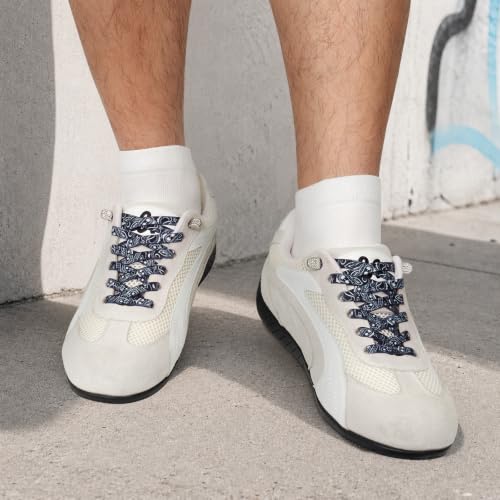 Stepace 2 Pairs Rainbow Elastic No Tie Shoe Laces for Sneaker Paisley Print - color: Black Paisley