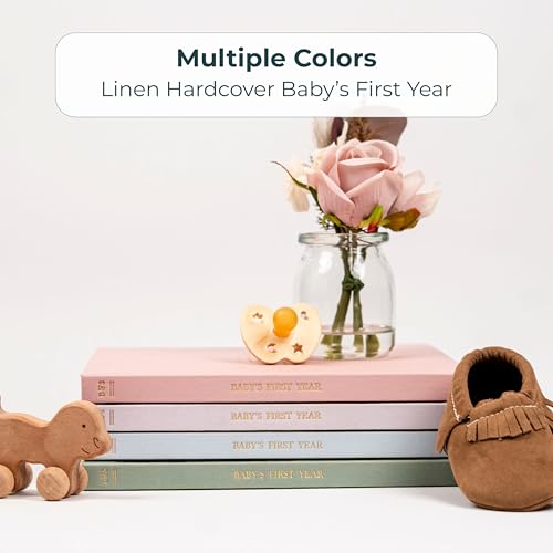 Duncan & Stone Baby Book First Year, Linen Memory Keepsake, Sage Green, 112 - color: Sage Green