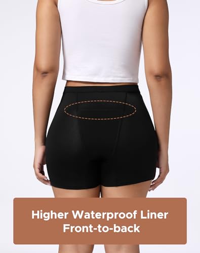 INNERSY Women's High Waisted Period Underwear Boy Shorts 3-Pack - color: Black, size: Medium