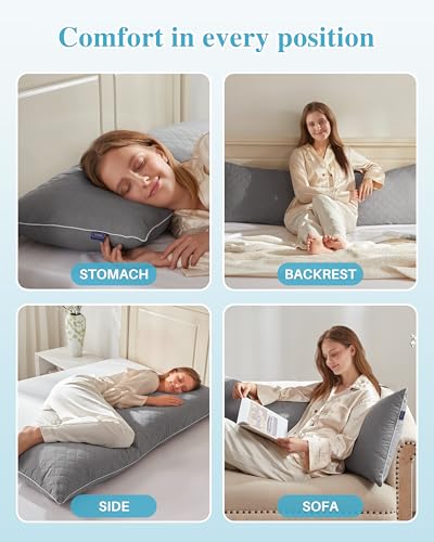 YZ HOME Long Body Pillow for Adults - Firm Body Pillow Insert - color: Light Gray