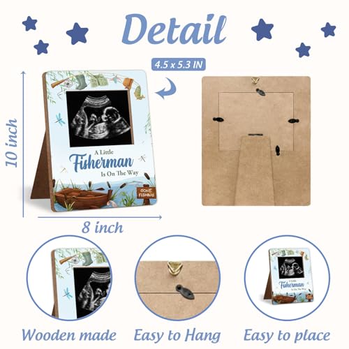 Fishing Baby Shower Decorations Frame, A Little Fisherman Is On The Way Baby Shower, New Mom Expecting Parents-to-Be Keepsake Gifts, Pregnancy Milestone Keepsake, Gender Reveal Gifts - color: blue3
