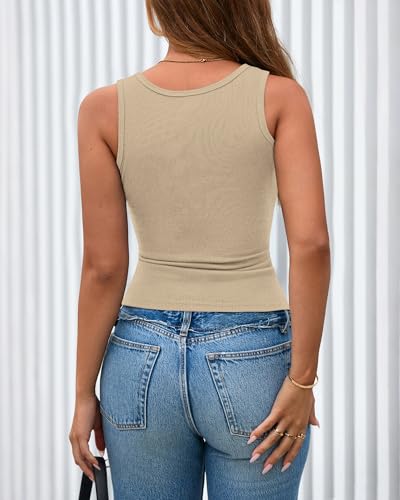 BTFBM Women's Ribbed Summer Tank Tops 2026 - color: Apricot, size: Large