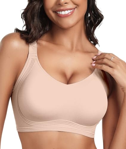 OEAK Women Jelly Bra Wireless Anti Sagging Full Coverage Bras - color: Nude, size: XX-Large