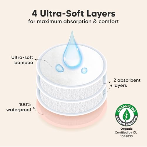 KeaBabies Reusable Nursing Pads and Breast Pump Hands Free - 14 Washable Breastfeeding Padding + Wash Bag, Nipple Cover - Wireless Breast Pump Wearable, Double Portable Pumping Device