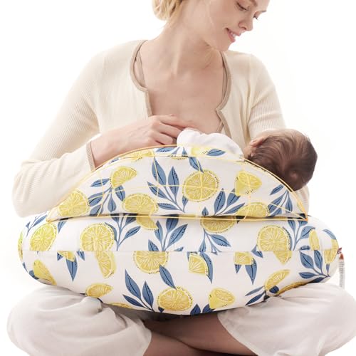 Momcozy Original Nursing Pillow for Breastfeeding - Innovative Safety Guard - color: Lemon Whisper