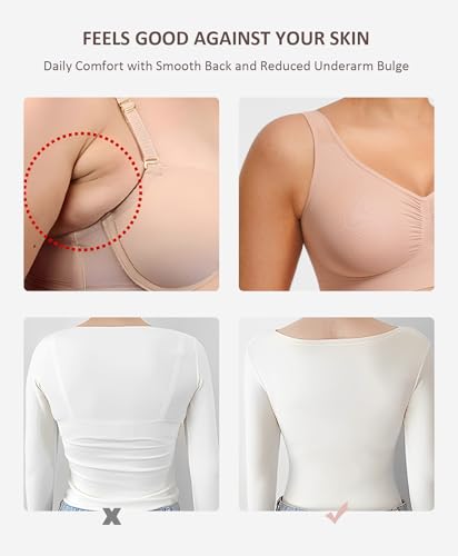 FeelinGirl Seamless Everyday Bras for Women No Underwire with Wide Straps - color: Nude, size: Large