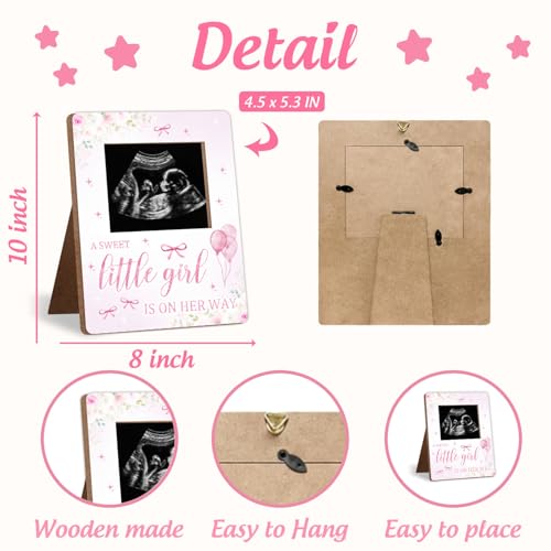 Pink Bow Baby Shower Decoration Frame, Pink Bow Sonogram Picture Frame, New Mom Expecting Parents-to-Be Keepsake Gifts, Baby Shower Decorations, Gender Reveal Gifts, 4.5 * 5.3 IN Photo - color: Bow