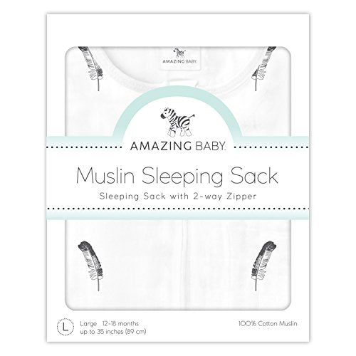 Amazing Baby Muslin Sleeping Sack - color: Little Feathers, size: Medium (6-12 Month)